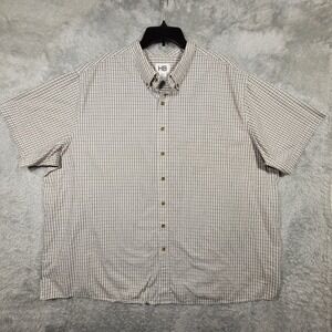 HB Shirt Mens 3XLT Brown Plaid Button Down Short Sleeve Casual